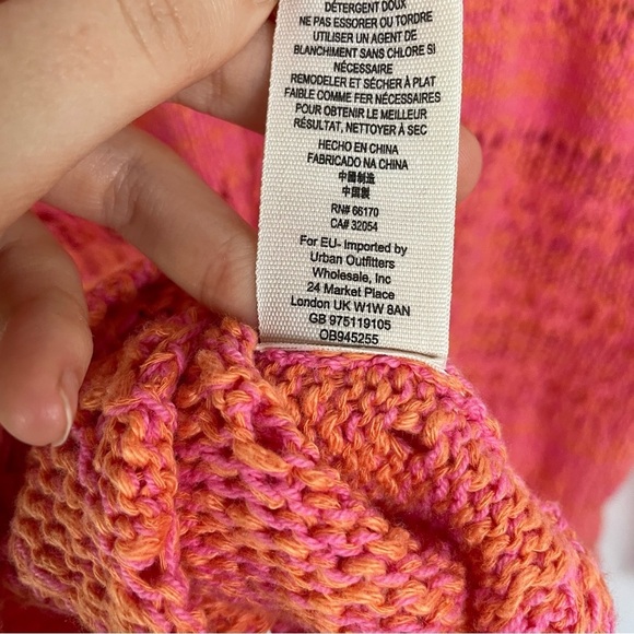 Free people hot tropics pullover sweater open knit oversized spring orange XS - Picture 7 of 8